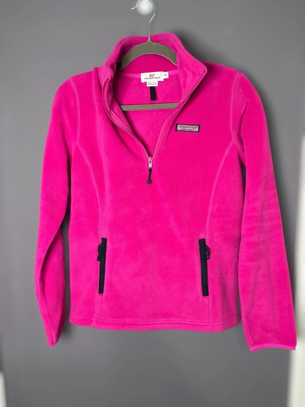 Vineyard Vines Hot Pink Fleece Quarter Zip Pullover XS